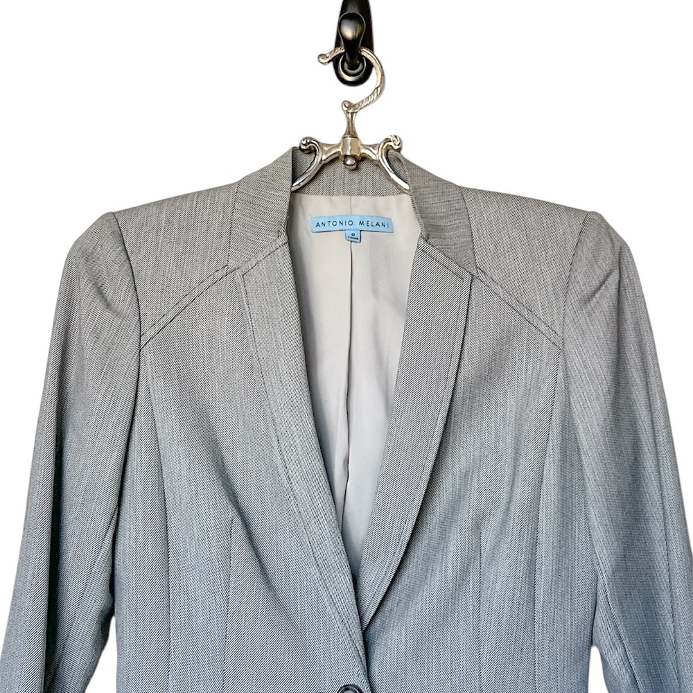 Antonio Melani Gray Single Button Fitted Blazer S… - image 2